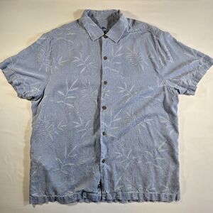 TOMMY BAHAMA Floral Men's Blue Leaf Print Button Up Shirt Extra Large XL